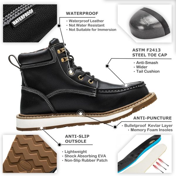 KELODON Waterproof Steel Toe Boots for Men-1