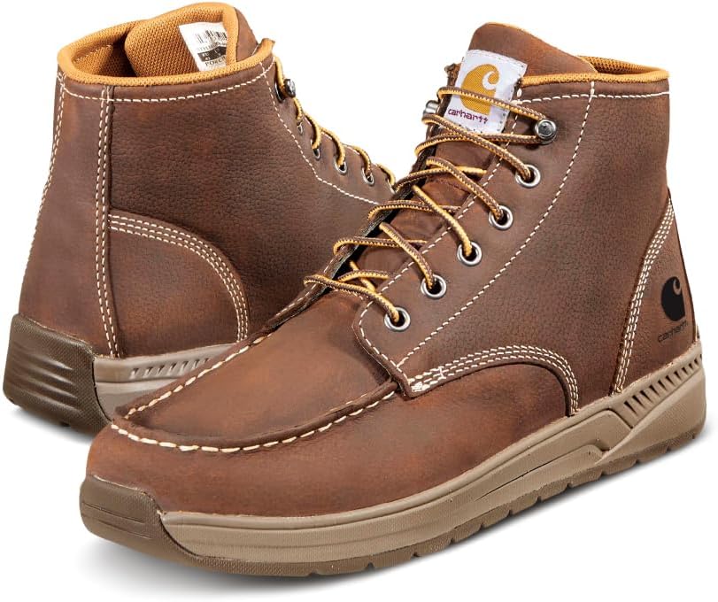 Black Diamond Brown Oil Tanned Leather Work Boots on a construction site