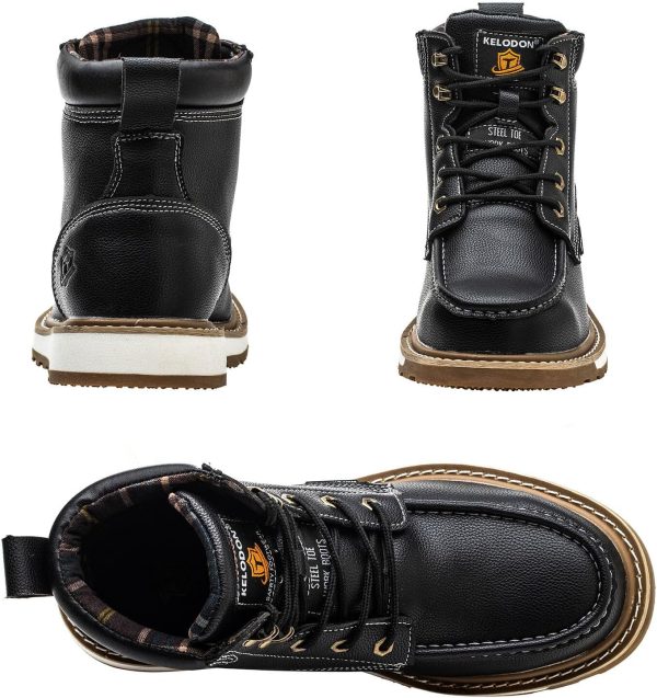 KELODON Waterproof Steel Toe Boots for Men-5