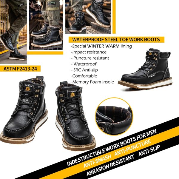 KELODON Waterproof Steel Toe Boots for Men-2