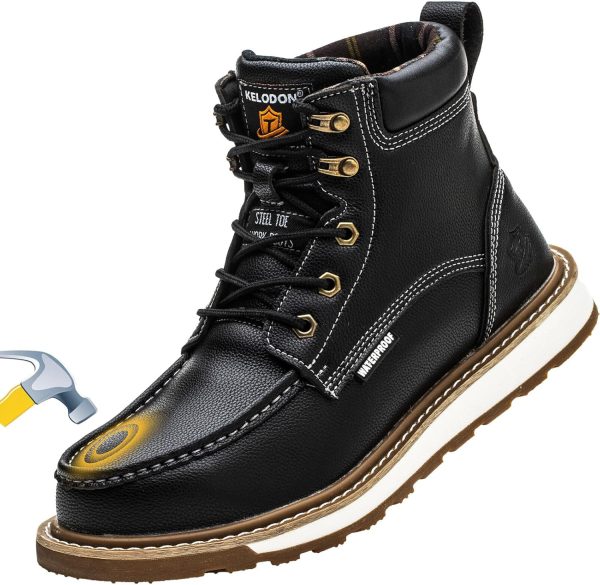 KELODON Waterproof Steel Toe Boots for Men-0