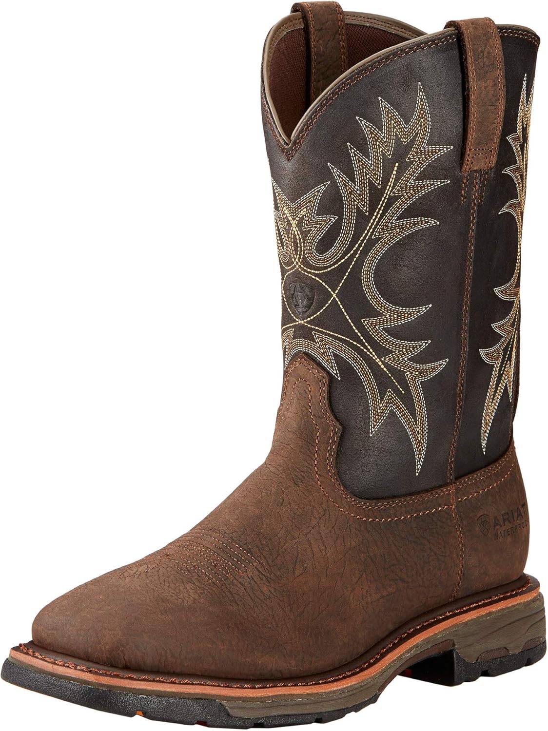 Ariat WorkHog boots in Bruin Brown color on a work site