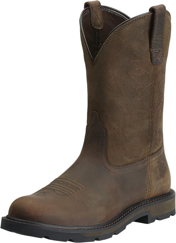 Ariat Groundbreaker Pull-on Work Boots Brown Mens Wide Sizes-0