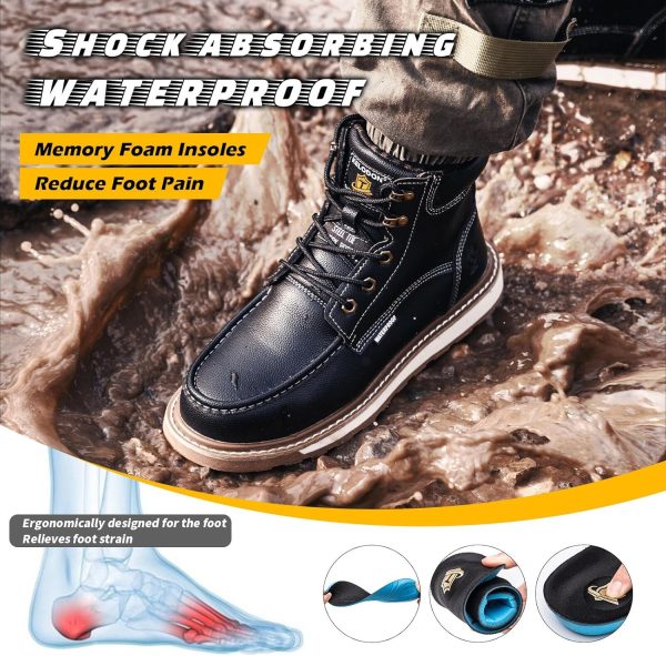 KELODON Waterproof Steel Toe Boots for Men-3