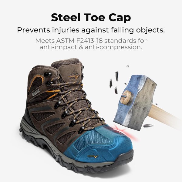 Pavo Steel Toe Work Boots Mens Waterproof Slip Resistant-2