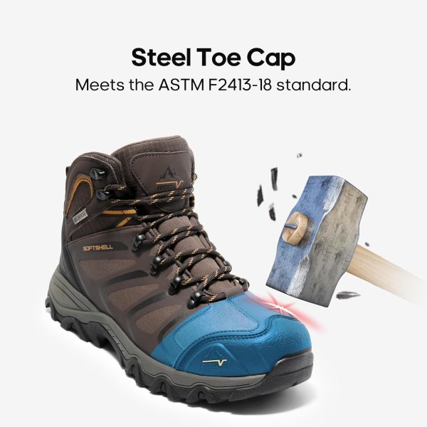 Men Steel Toe Work Boots Waterproof Slip Resistant-3