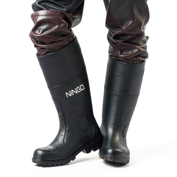 NINGO Mens Steel Toe Rain Boots Waterproof Work Boots-5