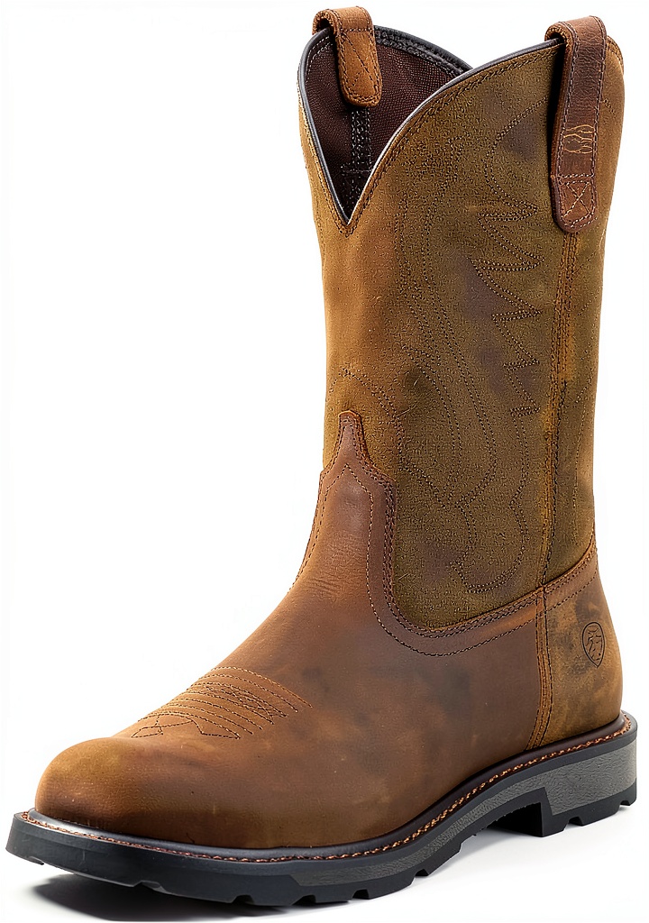 Ariat Groundbreaker work boots in brown on a worksite