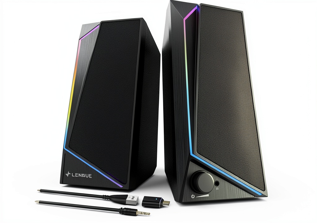 LENRUE Computer Speakers with USB C adapter