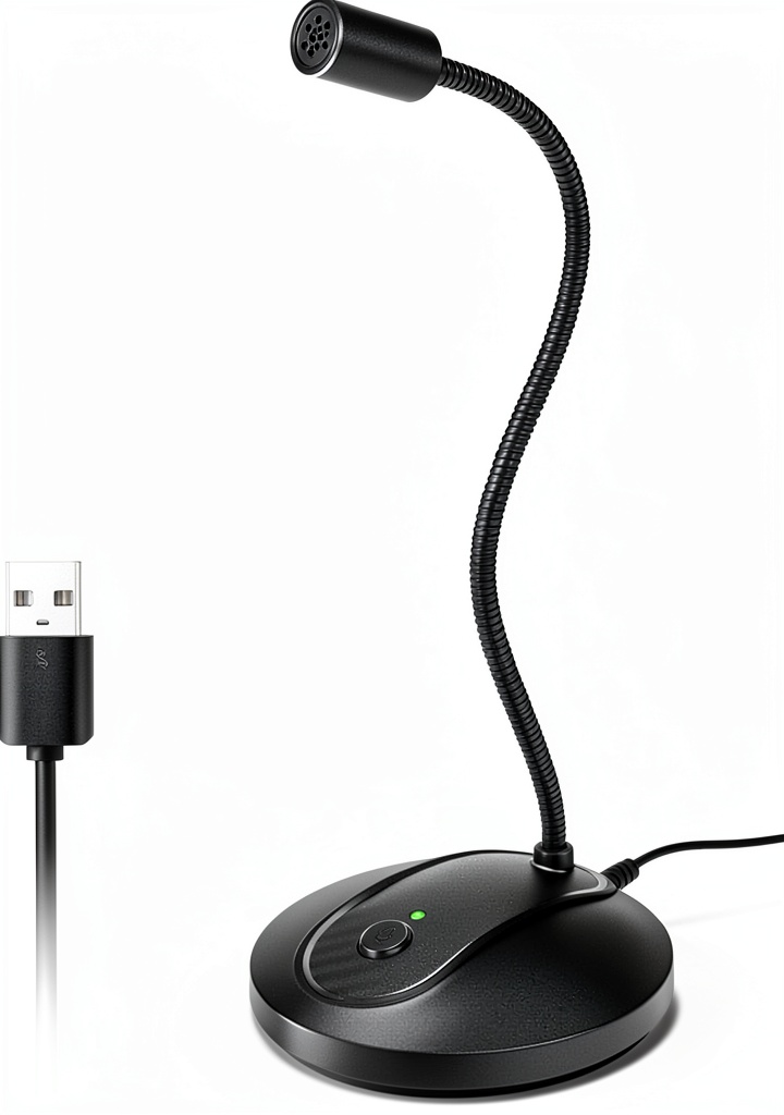 JOUNIVO Computer Microphone with 360-degree position adjustable gooseneck design