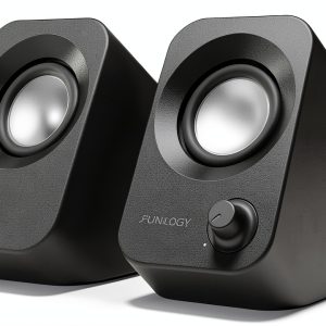 FUNLOGY White Bookshelf Speaker for PC Gaming-0