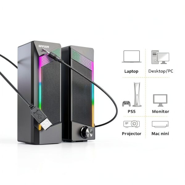 OFFSIR 2 in 1 Computer Speakers ABS Material Soundbar-4