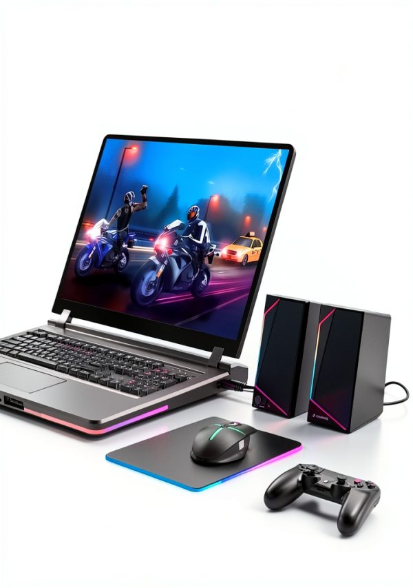 LENRUE Computer Speakers USB C Black Modern Design-4