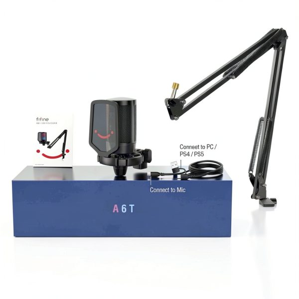 FIFINE USB Gaming Microphone A6T with Boom Arm, RGB Lighting, Black-8