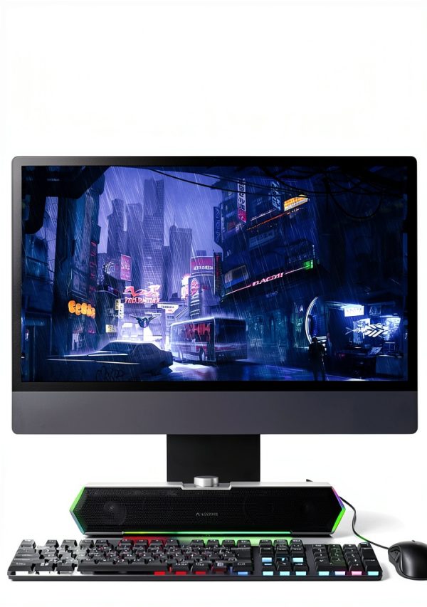 LENRUE G11 USB Computer Speakers Black 38cm Stereo Touch Light-4