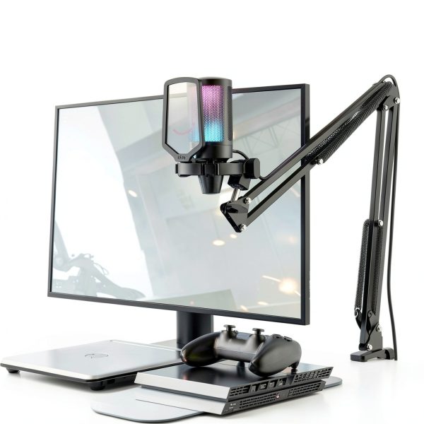 FIFINE USB Gaming Microphone A6T with Boom Arm, RGB Lighting, Black-6