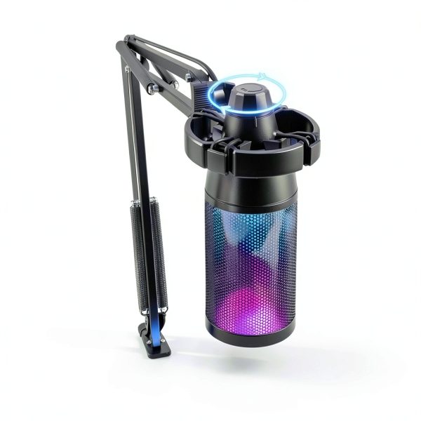 FIFINE USB Gaming Microphone A6T with Boom Arm, RGB Lighting, Black-5