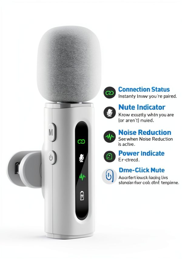 Wireless Lavalier Microphone GoorDik J3 USB‑C Charging Case White-3