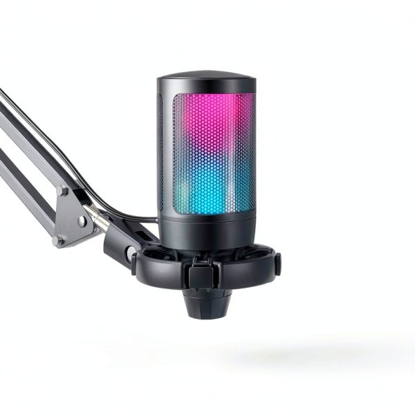 FIFINE USB Gaming Microphone A6T with Boom Arm, RGB Lighting, Black-4