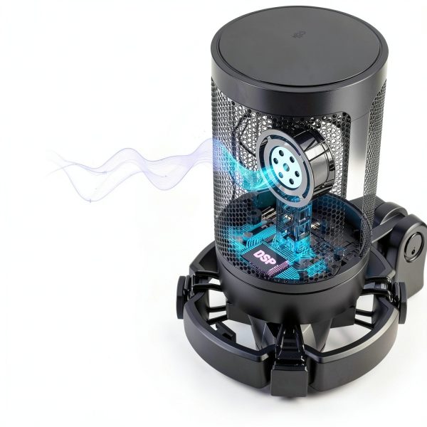 FIFINE USB Gaming Microphone A6T with Boom Arm, RGB Lighting, Black-2