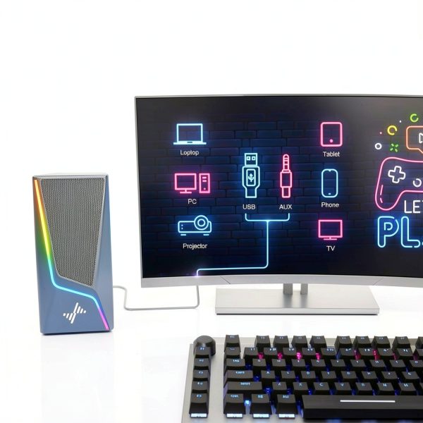 Computer Speakers Nylavee SK400 Black Hi Fi Stereo with Touch Lighting-4