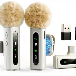 Wireless Lavalier Microphone GoorDik J3 USB‑C Charging Case White-0