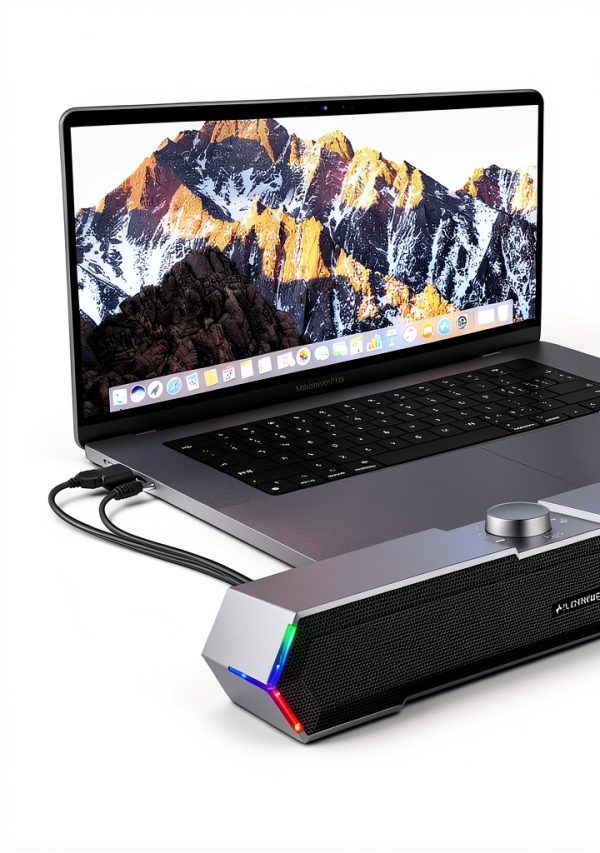 LENRUE G11 USB Computer Speakers Black 38cm Stereo Touch Light-5