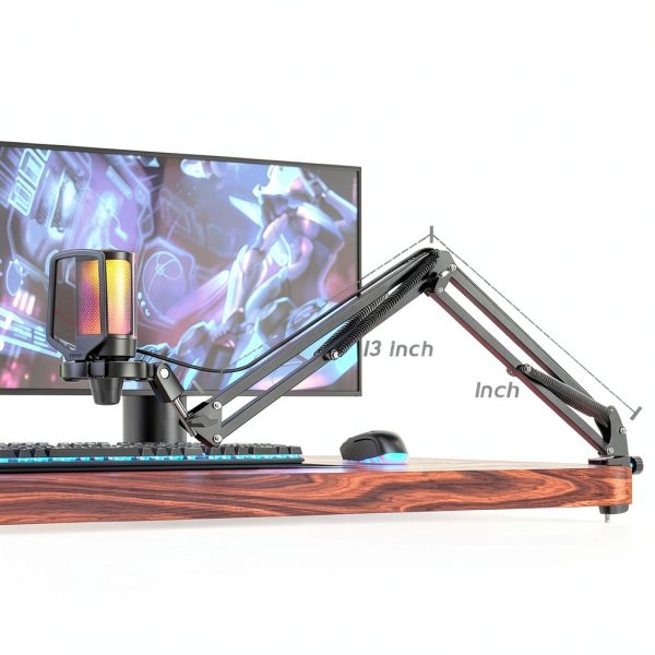 FIFINE USB Gaming Microphone A6T with Boom Arm, RGB Lighting, Black-7