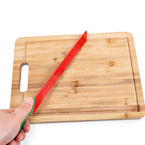 BESPORTBLE Watermelon Cutter Stainless Steel Red Knife 17-Inch Serrated Blade for Watermelon Slicing and Cake Cutting Kitchen Tool with Protective Sleeve-8