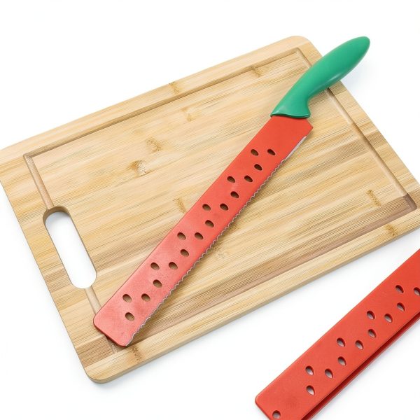 BESPORTBLE Watermelon Cutter Stainless Steel Red Knife 17-Inch Serrated Blade for Watermelon Slicing and Cake Cutting Kitchen Tool with Protective Sleeve-6