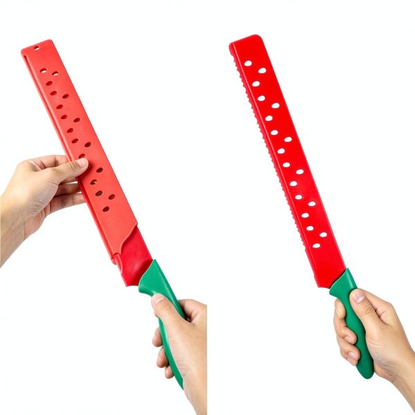 BESPORTBLE Watermelon Cutter Stainless Steel Red Knife 17-Inch Serrated Blade for Watermelon Slicing and Cake Cutting Kitchen Tool with Protective Sleeve-3