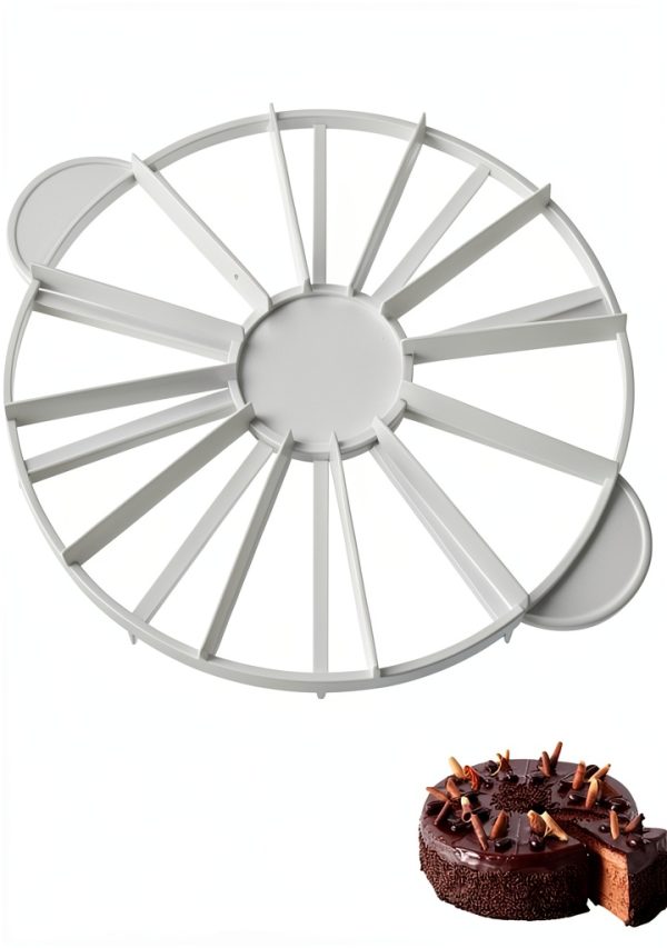 Cake Portion Marker & Cutter - Round 14/16 Piece Double Sided Slicer for Even Slices, 10 Inch Diameter-0