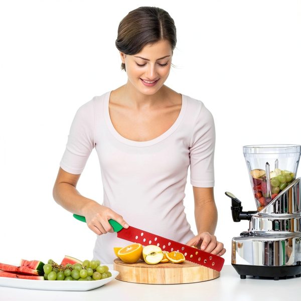 BESPORTBLE Watermelon Cutter Stainless Steel Red Knife 17-Inch Serrated Blade for Watermelon Slicing and Cake Cutting Kitchen Tool with Protective Sleeve-4