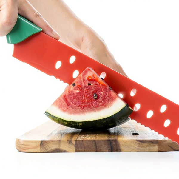 BESPORTBLE Watermelon Cutter Stainless Steel Red Knife 17-Inch Serrated Blade for Watermelon Slicing and Cake Cutting Kitchen Tool with Protective Sleeve-7